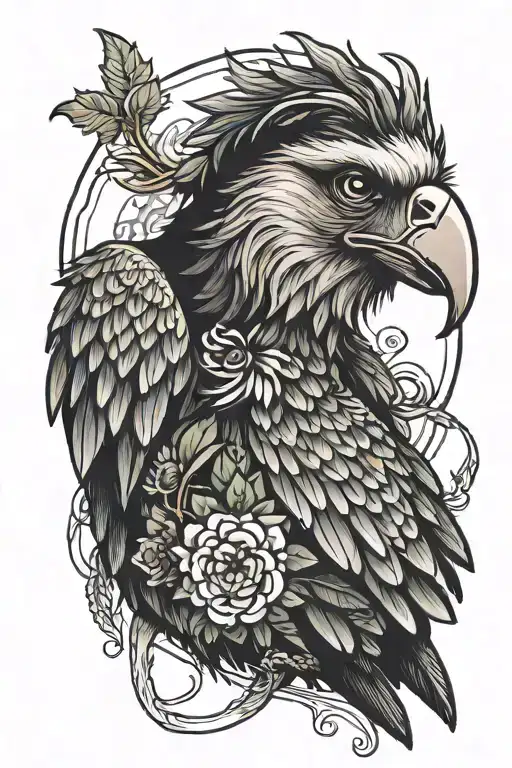 cutesy vulture tattoo design idea