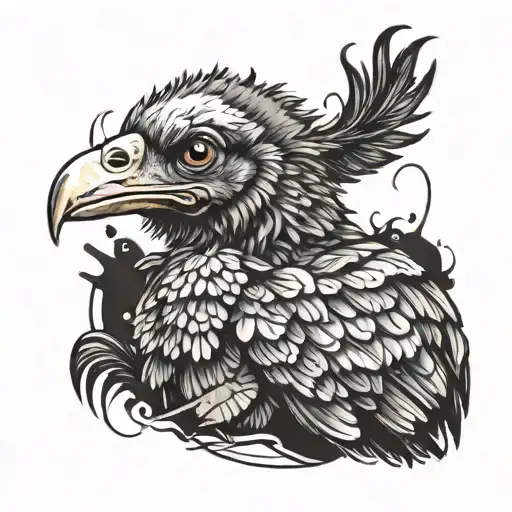 cutesy dark vulture tattoo design idea