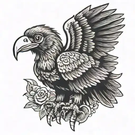 cutesy dark vulture tattoo design idea