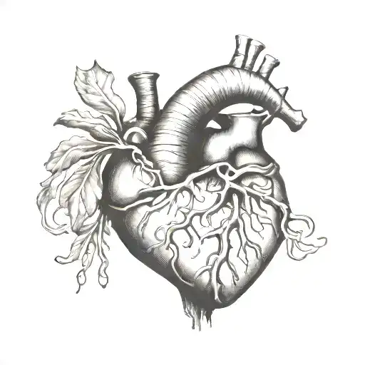 realistic human heart with eskulabstick and stethoskop  tattoo design idea