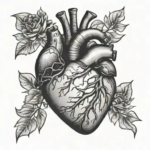 human heart with eskulabstick and stethoskop  tattoo design idea