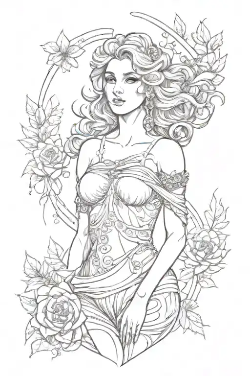 full body Aphrodite realistic sexy girl shoulder tattoo tattoo design idea