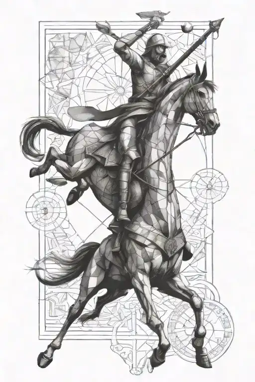A microrealism tattoo of Don Quijote battling a mythical creature from ancient Greece tattoo design idea
