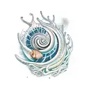 Snails, seaweed, waves, starfish, fish and a submarine tattoo design idea