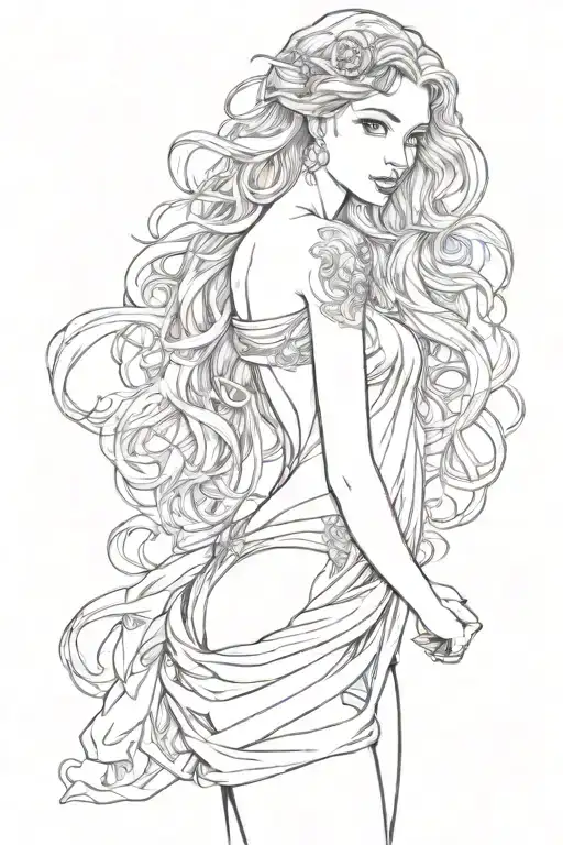 full body Aphrodite realistic sexy girl shoulder tattoo tattoo design idea