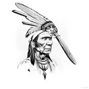 Indian chief holding tomahawk with bald eagle on shoulder  tattoo design idea