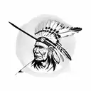 Indian chief holding tomahawk with bald eagle on shoulder  tattoo design idea
