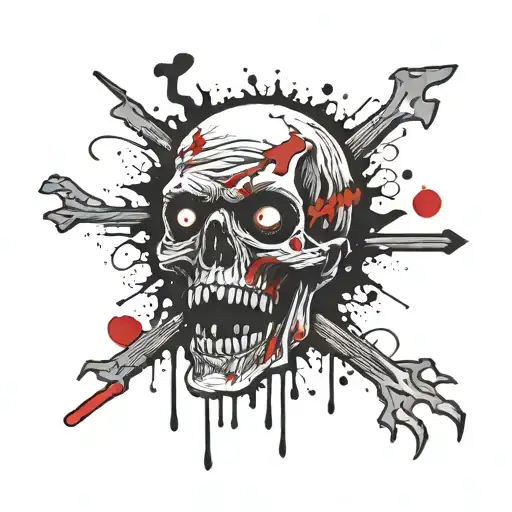 Punkrock cartoon zombie tattoo design idea