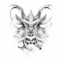 Gallic Rooster Lion Unicorn Bull Tapir, Arabian Oryx tattoo design idea