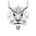 Gallic Rooster Lion Unicorn Bull Tapir, Arabian Oryx tattoo design idea