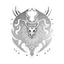 Gallic Rooster Lion Unicorn Bull Tapir, Arabian Oryx tattoo design idea