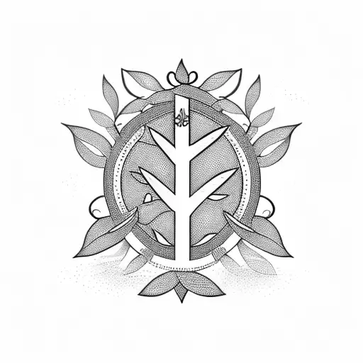 olive branch with arabic writing as the stem tattoo design idea