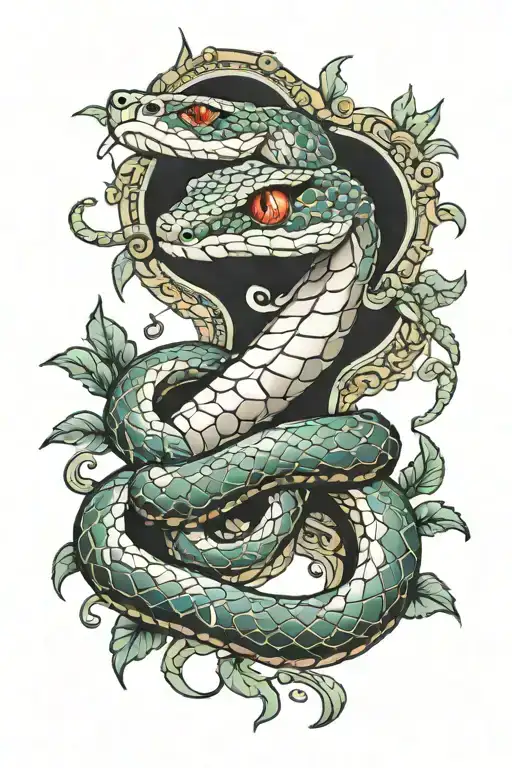 snake covered in diamonds and money for eyes surrounded tattoo design idea