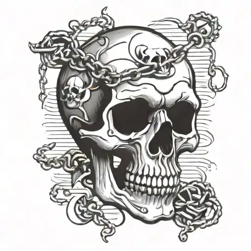 Skull and chain tattoo design idea