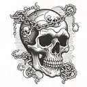 Skull and chain tattoo design idea