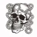 Skull and chain tattoo design idea