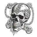 Skull and chain tattoo design idea