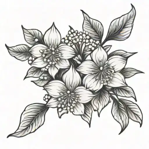 orange blossoms and flowering dogwood flowers tattoo design idea