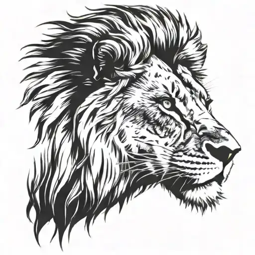Couples tattoo semi face lion that fades away to the left of the face outline stencil  tattoo design idea