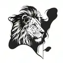 Couples tattoo semi face lion that fades away to the left of the face outline stencil facing forward  tattoo design idea