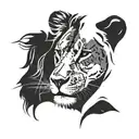 Couples tattoo semi face lion that fades away to the left of the face outline stencil facing forward  tattoo design idea