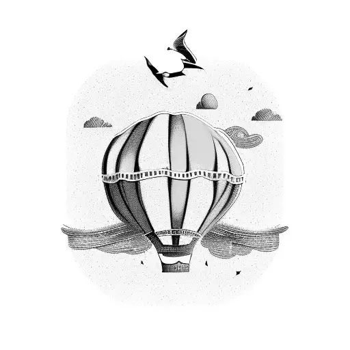 mosaic hot air balloon tattoo design idea