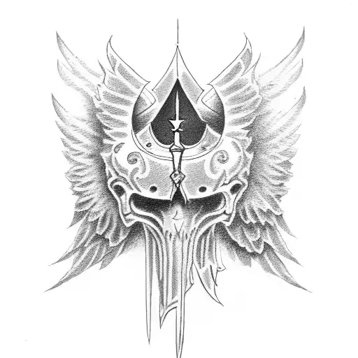 Ace of Spades with angel and demon wings tattoo design idea