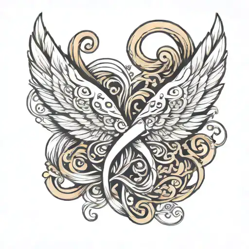 infinity symbol, angel wings, small, mother daughter tattoo design idea