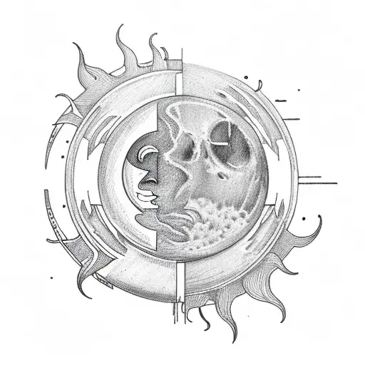Sun and Moon tattoo design idea