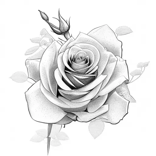 one aster and 3 roses bouquet  tattoo design idea