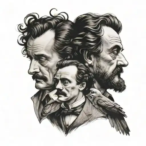 Edgar allanpoe and Pablo Neruda and mythology of Orpheus and Eurydice  tattoo design idea