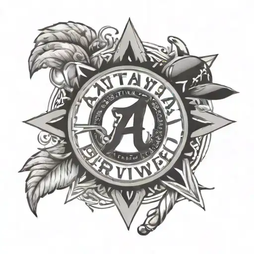 An intricate mandala design incorporating elements of baseball, travel, and motherhood, with hidden symbols representing the Atlanta Braves and your son Cooper tattoo design idea