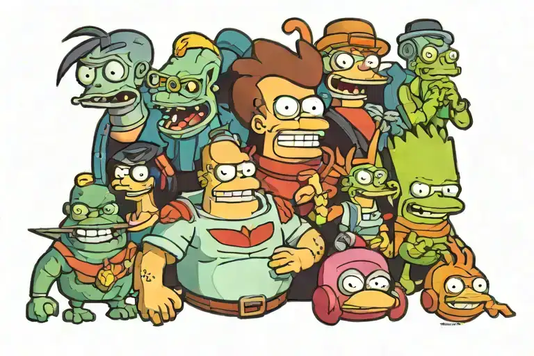 futurama cartoon characters tattoo design idea