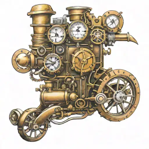 whistle in two wheels in a steampunk fashion tatto design tattoo design idea
