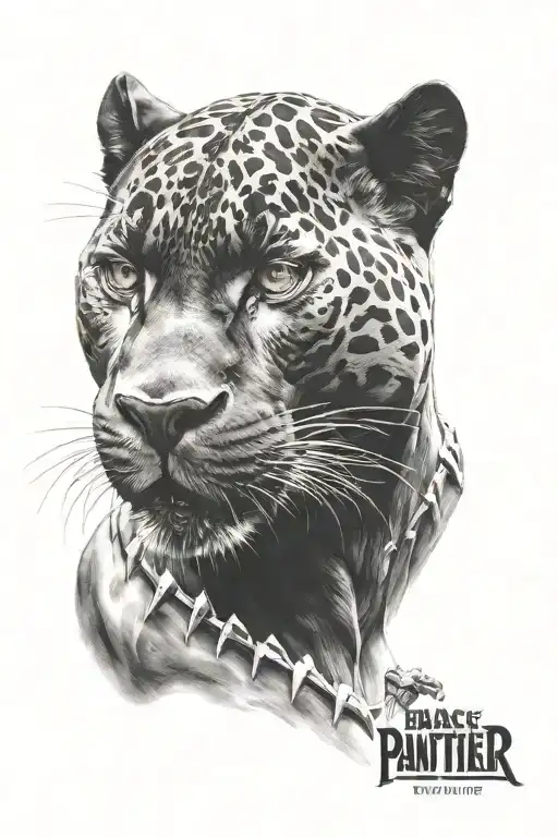 black panther serious look tattoo design idea