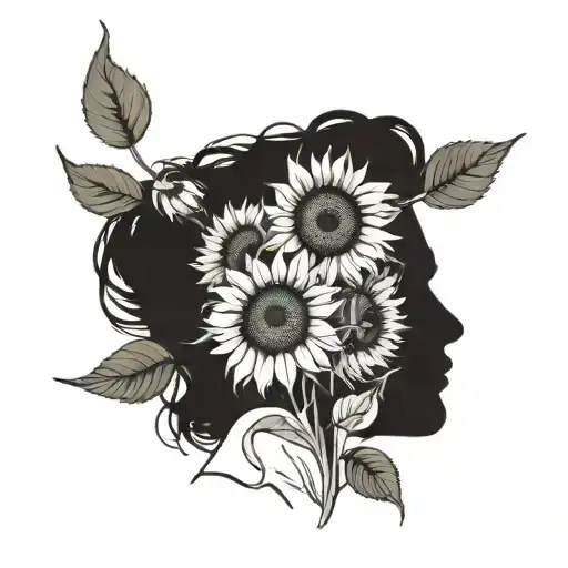 A tattoo with elements intertwined with Van Gogh's iconic sunflowers with writers Machado de Assis and Clarice Lispector tattoo design idea