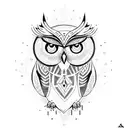 owl between two crossed hammers tattoo design idea