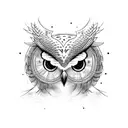 owl between two crossed hammers tattoo design idea