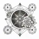 Bridge and Compas rose with nautical map tattoo design idea