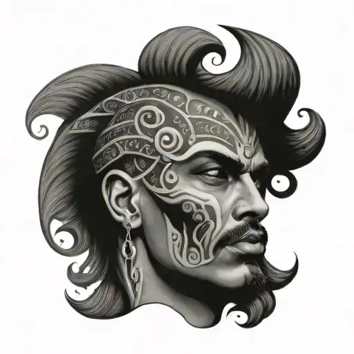 Design a black and grey tattoo of chicano being stared at by other people with the words trust no one around it chicano  tattoo design idea