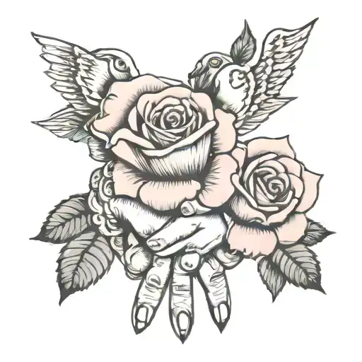 pinky promise with three rose  tattoo design idea