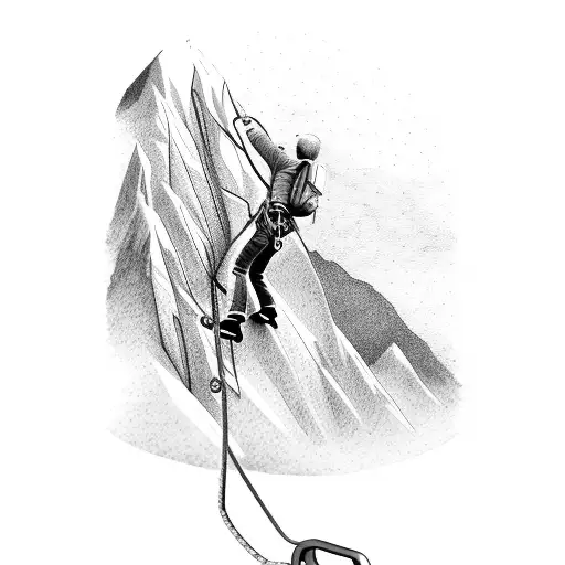 climbing carabiner with a mountain tattoo design idea