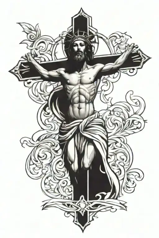 family jesus cross tattoo design idea