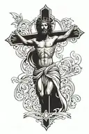 family jesus cross tattoo design idea