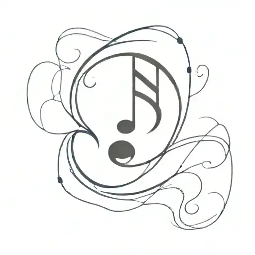 A minimalist tattoo of a wave forming the shape of a music note, representing your love for Machine Gun Kelly's music and water sports. tattoo design idea