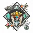 प्रक्रियायां विश्वासं कुर्वन्तु written on left chest with colorful context of coal turning into diamond  tattoo design idea