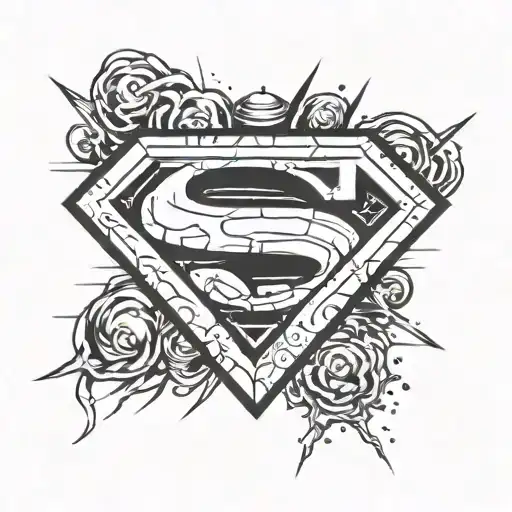 superman logo incorporated with fuck cancer wording tattoo design idea
