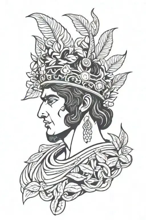 greek god with laurel crown tattoo design idea