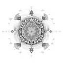 A tattoo design of a mandala with lyrics from your favorite funk or trap song incorporated into the intricate patterns, representing your love for music and the mandakes culture. tattoo design idea