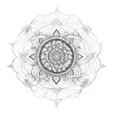 A tattoo design of a mandala with lyrics from your favorite funk or trap song incorporated into the intricate patterns, representing your love for music and the mandakes culture. tattoo design idea
